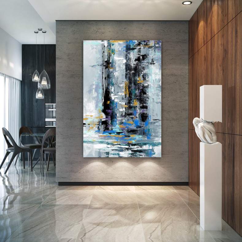 black blue wall art